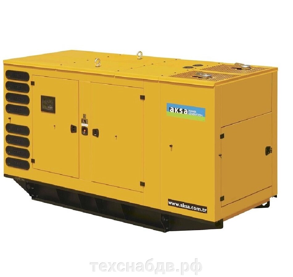 Дизельный генератор Aksa AC-550 в кожухе от компании ООО"ТехСнаб ДВ" - фото 1