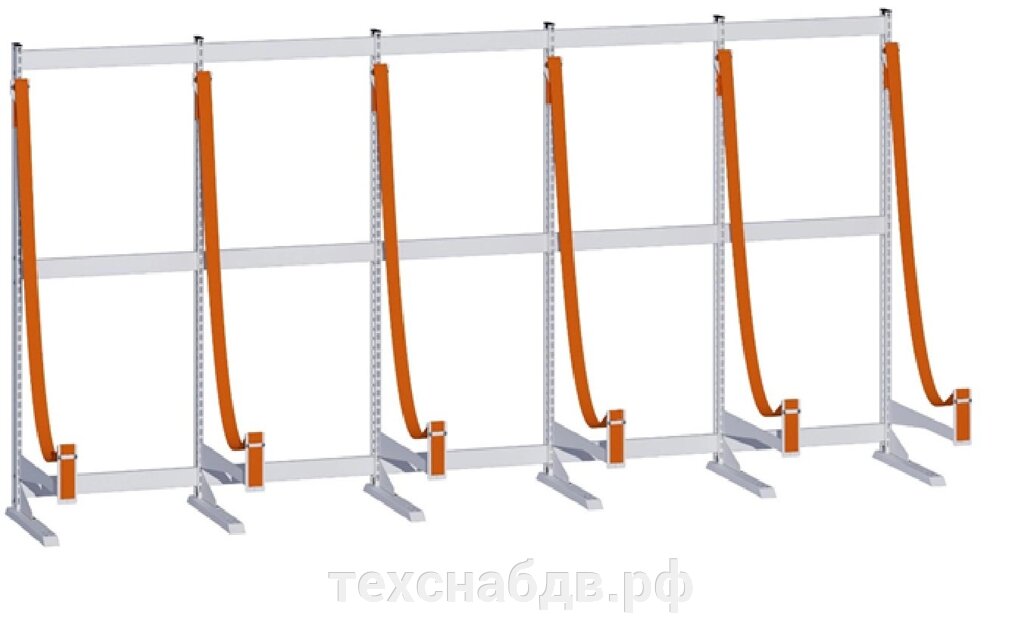 Стеллаж односторонний консольный пятихсекционный 2222х940 мм с гибким ложементом - наличие