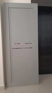 Межкомнатная дверь Е-24 царга пвх графит серый стекло зеркало ТАНДОР