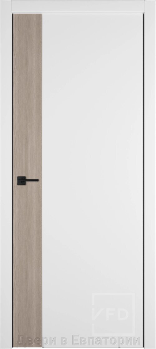 Межкомнатная дверь ГЛУХАЯ УРБАН V Эмалекс БЕЛЫЙ вертикаль Red Oak черная кромка минимализм прямая ВФД от компании Двери в Евпатории - фото 1