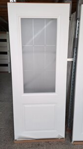 Межкомнатная дверь остекленная стиль-1 эмаль белая/латте альберо