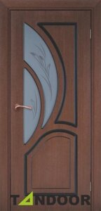 Межкомнатная дверь ОСТЕКЛЕННОЕ Карелия-2 шпон файн-лайн венге стекло матовое с рисунком ТАНДОР