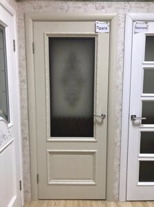 Межкомнатная дверь остекленное прага натуральный шпон дуб крем ясень св