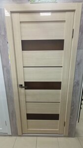 Межкомнатная дверь ПРАГА царга Глянец мокко стекло бронзовое АЛЬБЕРО