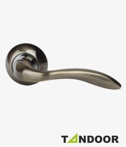 Ручка дверная TRODOS на круглом основании AL-R AB/CP (бронза/хром) TD185841