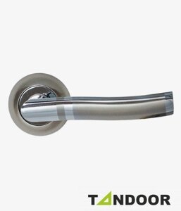 Ручка дверная TRODOS на круглом основании AL-77 (CP+SN)/CP(хром+никель/хром) TD185854 в Крыму от компании Двери в Евпатории