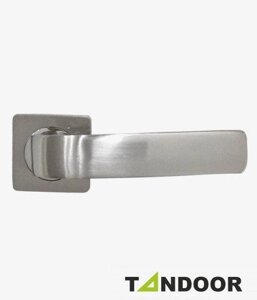 Ручка дверная TRODOS на квадратном основании AL-02-L225 SN/CP (никель/хром) TD185233 в Крыму от компании Двери в Евпатории