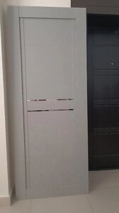 Межкомнатная дверь Е-24 царга ПВХ графит серый стекло зеркало ТАНДОР в Крыму от компании Двери в Евпатории