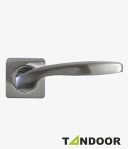 Ручка дверная TRODOS на квадратном основании AL-02-L228 SN/CP (никель/хром) TD185234 в Крыму от компании Двери в Евпатории