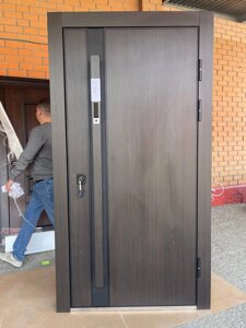 Входная дверь уличная с терморазрыв 12см ЭЛИТ панель 10мм темный/Дуб молочный гладкое ручка-замок СМАРТ ДВЕРИ РЕГИОНОВ