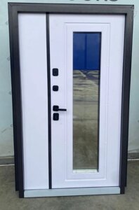 Входная дверь уличная 11см БРЮССЕЛЬ ТЕРМО нестандарт 120*220 букле кварц стеклопакет/Веллюто Бьянко СВД SV