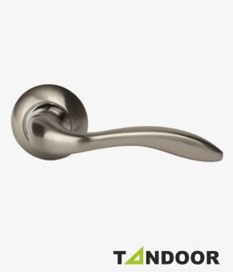 Ручка дверная TRODOS на круглом основании AL-R SN/CP (никель/хром) TD185841