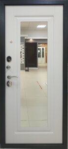 Входная дверь 7см ХИТ ЗЕРКАЛО антик серебро / Белый софт ЕОПТ