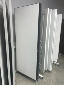 Межкомнатная дверь ГЛУХАЯ ПОРТА 50 гладкая серая нардо грэй кромка алюминий черный 4АВ минимализм щит ЭВЕР