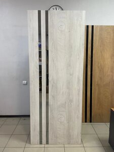 Межкомнатная дверь ГЛУХАЯ СВ2 Зодчий ПВХ каштан дымчатый текстура кромка мат.хром прямая вертикаль вставка зеркало ЕОПТ в Крыму от компании Двери в Евпатории