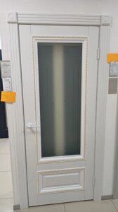 Межкомнатная дверь ОСТЕКЛЕННАЯ ВЕРСАЛЬ-1 винил белый молдинг золото АЛЬБЕРО в Крыму от компании Двери в Евпатории