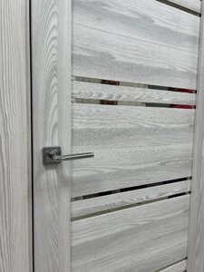 Межкомнатная дверь СИЛЬВЕР 2 царга экошпон пвх текстура Ясень стекло / стекло зеркальное СВ