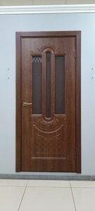 Межкомнатная дверь ОСТЕКЛЕННАЯ К-4 ПВХ Филадельфия Коньяк / стекло бронзовое классика круг 2ФЛН ТАНДОР