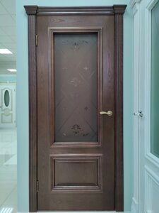 Межкомнатная дверь ОСТЕКЛЕННАЯ ЛАЙНДОР ВИОЛЕТТА Д шпон натуральный ясень текстура шоколад тон 30 классика багет 2ФЛН в Крыму от компании Двери в Евпатории