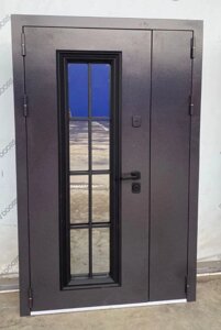 Входная дверь уличная 11см БРЮССЕЛЬ ТЕРМО нестандарт 120*205 букле кварц стеклопакет/Веллюто Бьянко СВД SV