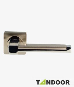 Ручка дверная TRODOS на квадратном основании AL-02-873 (CP+SN)/CP (хром+никель/хром) TD185224 в Крыму от компании Двери в Евпатории