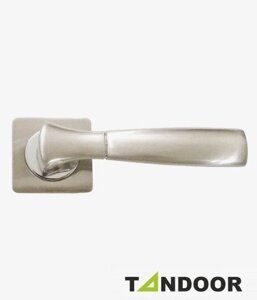 Ручка дверная TRODOS на квадратном основании AL-02-A4844 SN/CP (никель/хром) TD185231 в Крыму от компании Двери в Евпатории