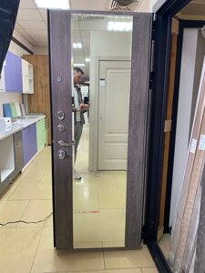 Входная дверь 11см БОСТОН ЗЕРКАЛО панель МДФ 10мм Дуб шале серебро серый  1ДВ в Крыму от компании Двери в Евпатории