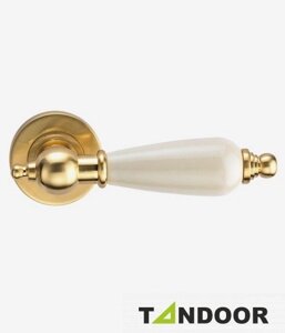 Ручка дверная GENESIS REDONDO S. GOLD матовое золото/керамика слоновая кость