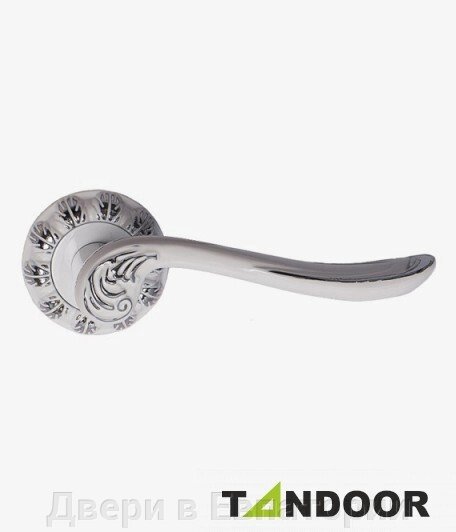 Ручка дверная TRODOS на круглом основании AL-61 (WW+CP)/WW (белый+хром/белый) TD185821R от компании Двери в Евпатории - фото 1