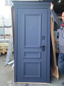 Входная дверь 9см АВРОРА классика темно-синий софт с капителью Бункер нестандарт 2200*960