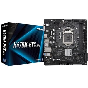 Asrock материнская плата H470M-HVS R2.0 (LGA1200/H410/2xddr4/1xpci-ex16/2xpci-ex1/SB7.1/GLAN/D-sub/DVI/HDMI/matx) RET