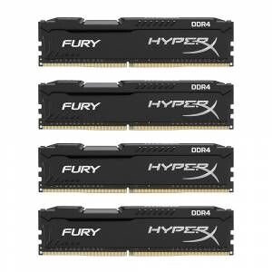 Kingston модуль памяти DIMM DDR4 64gb, 2400mhz, 4x16GB, hyperx fury black (HX424C15FBK4/64)