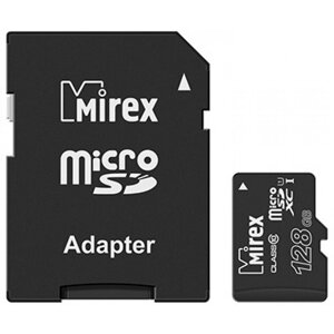 Mirex карта памяти microsd 128gb SDXC class 10 UHS-I U1 104MB/s + SD adapter (13613-AD10S128)