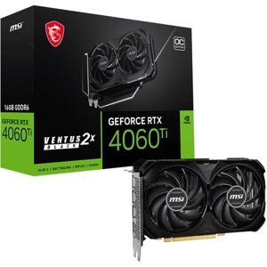 MSI видеокарта geforce RTX 4060 ti ventus 2X BLACK OC 16GB (RTX 4060 ti ventus 2X BLACK 16G OC)