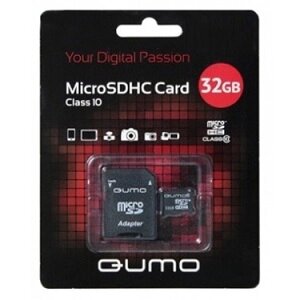 Sandisk карта памяти microsd 32gb qumo SDHC class 10, UHS class 1 80MB/s + SD adapter (QM32gmicsdhc10)