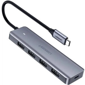 UGreen USB-концентратор 4 портовый CM219 USB3.0, Type-C, черный (25851)
