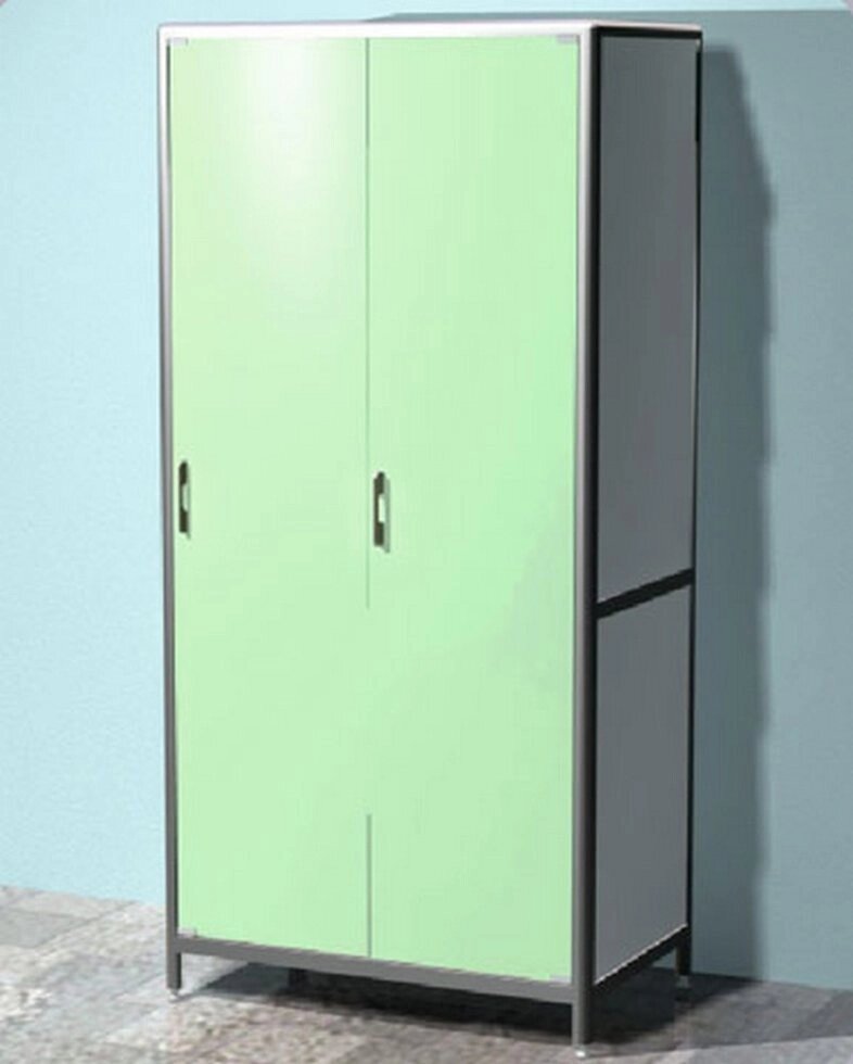 AR-PA22 Шкаф с распашными дверьми 900х550х1900, с замком и двумя полками, штангой для одежды Пластик ( Металлокаркас ) от компании АВАНТИ Медицинская мебель и оборудование - фото 1