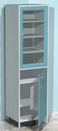 AR-X81A Шкаф с застекленной дверью, металлической дверью с замком, с сейфом, тремя металлическими полками АРКОДОР от компании АВАНТИ Медицинская мебель и оборудование - фото 1
