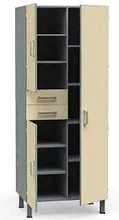 БТ-ШКc-80 Шкаф медицинский из ДСП в пластике, палатный, для белья, с 2 ящиками, 3 распашными дверками и полками от компании АВАНТИ Медицинская мебель и оборудование - фото 1