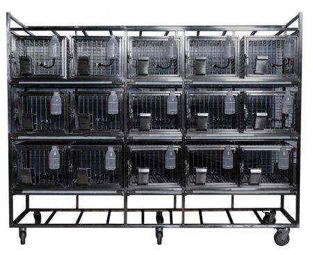 Cтеллаж с 15 клетками для содержания лабораторных кроликов CL-1271.5 от компании АВАНТИ Медицинская мебель и оборудование - фото 1
