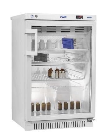 Холодильник фармацевтический ХФ-140-3 ПОЗиС со стеклянной дверью и блоком управления БУ-М01 (140 л) от компании АВАНТИ Медицинская мебель и оборудование - фото 1