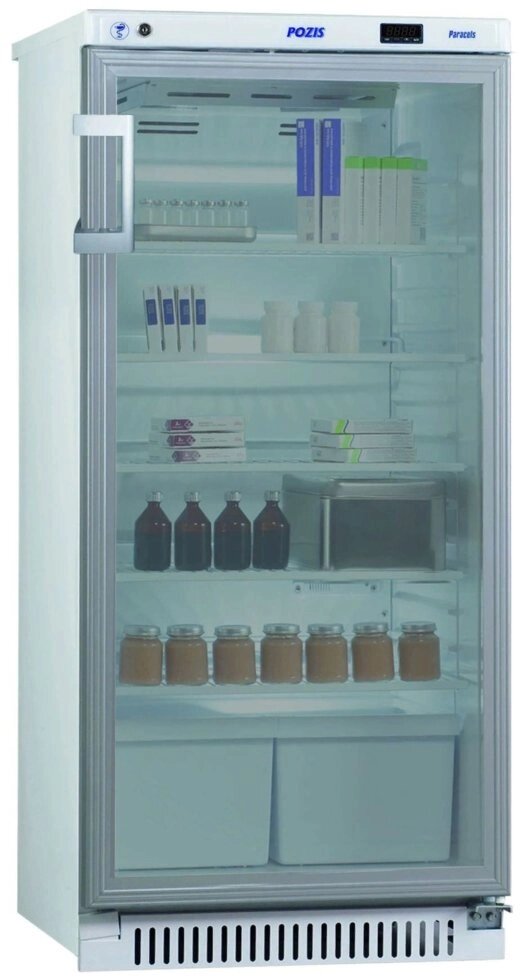 Холодильник фармацевтический ХФ-250-3(ТС) "ПОЗИС" с тонированной стеклянной дверью (250 л) от компании АВАНТИ Медицинская мебель и оборудование - фото 1