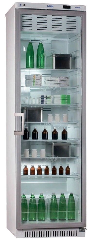 Холодильник фармацевтический ХФ-400-5 ПОЗиС со стеклянной дверью и блоком управления БУ-М01 (400 л) от компании АВАНТИ Медицинская мебель и оборудование - фото 1