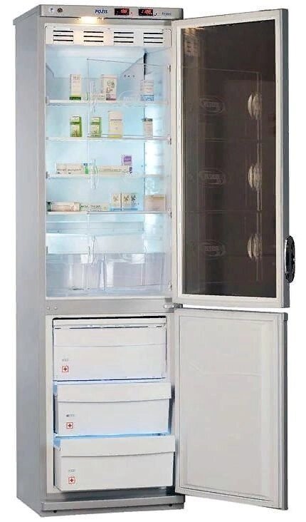Холодильник ХЛ-340-1 (ТС) ПОЗиС с тонированной стеклянной дверью, металл. дверью и блоком управления БУ-М01 (270/130 л) от компании АВАНТИ Медицинская мебель и оборудование - фото 1
