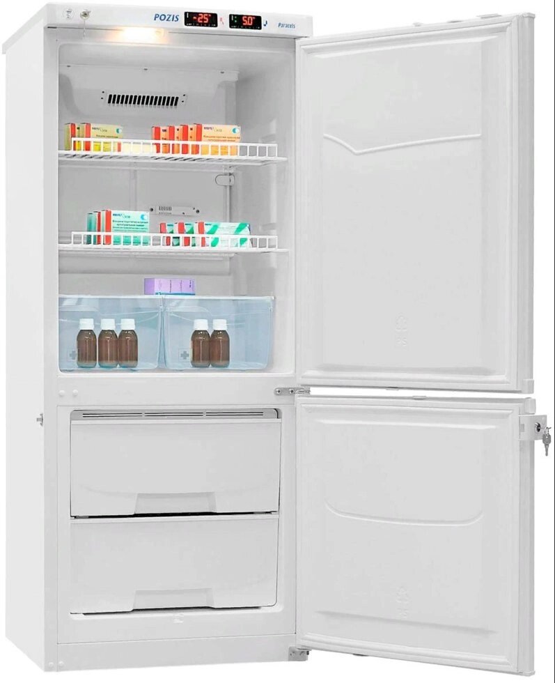 Холодильник комбинированный лабораторный ХЛ-250-1 ПОЗиС с металлической дверью и блоком управления БУ-М01 (170/80 л) от компании АВАНТИ Медицинская мебель и оборудование - фото 1