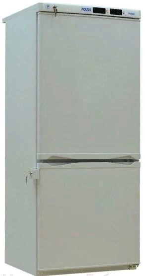 Холодильник комбинированный лабораторный ХЛ-250 "ПОЗИС" (170/80 л) с дверями из металлопласта серебряный от компании АВАНТИ Медицинская мебель и оборудование - фото 1