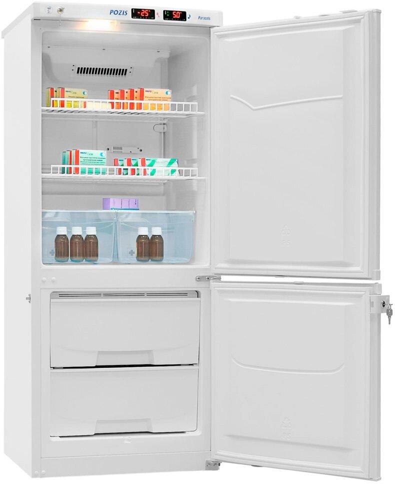 Холодильник комбинированный лабораторный ХЛ-250 "ПОЗИС" (170/80 л) с металлическими дверями от компании АВАНТИ Медицинская мебель и оборудование - фото 1