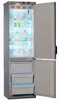 Холодильник комбинированный лабораторный ХЛ-340 "ПОЗИС" (270/130 л) с металлическими дверями серебряный от компании АВАНТИ Медицинская мебель и оборудование - фото 1
