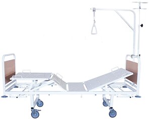 Кровать медицинская функциональная 4-х секционная со съемной колесной парой КМФ4-01