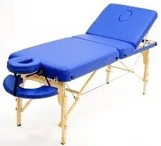 MET COMFORT PRO W3 Стол массажный на деревянном каркасе, с трёхсекционной панелью синего цвета от компании АВАНТИ Медицинская мебель и оборудование - фото 1